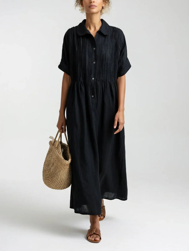 Elara™ | Linen Blend Shirt Dress