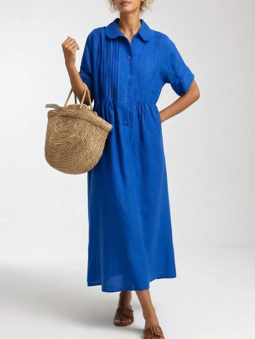 Elara™ | Linen Blend Shirt Dress
