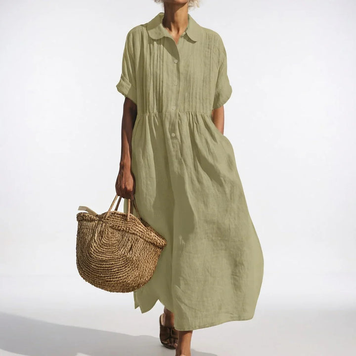 Elara™ | Linen Blend Shirt Dress
