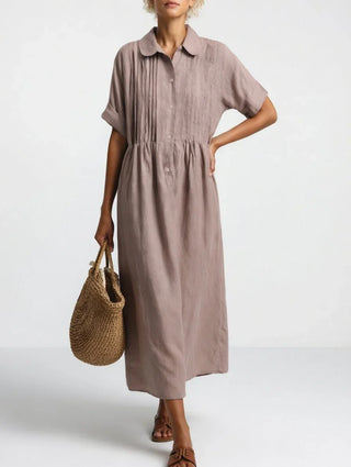 Elara™ | Linen Blend Shirt Dress