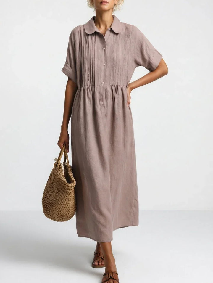 Elara™ | Linen Blend Shirt Dress