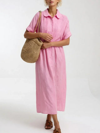Elara™ | Linen Blend Shirt Dress