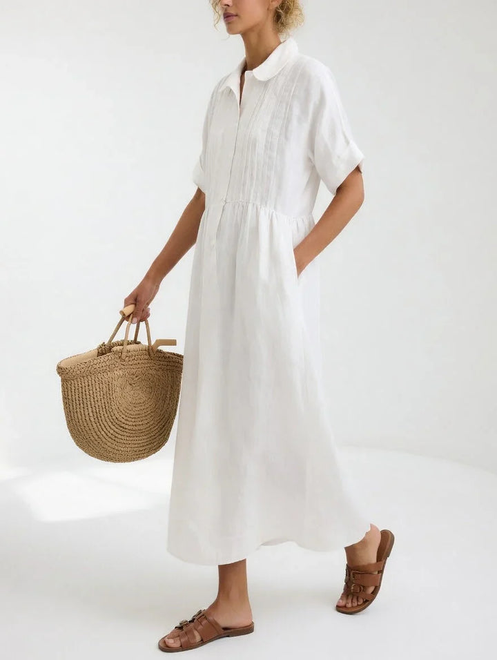 Elara™ | Linen Blend Shirt Dress