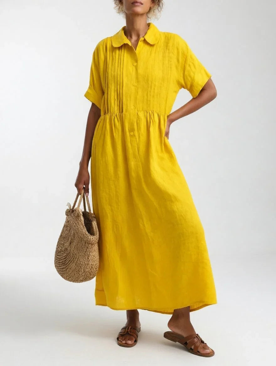 Elara™ | Linen Blend Shirt Dress