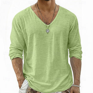 Lars | Linen V-Neck Long Sleeve Shirt