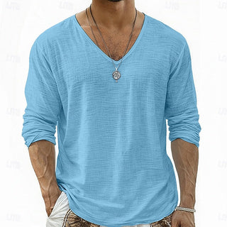 Lars | Linen V-Neck Long Sleeve Shirt