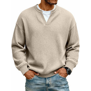 Owen Layered Waffle Knit Long Sleeve Tee in Apricot