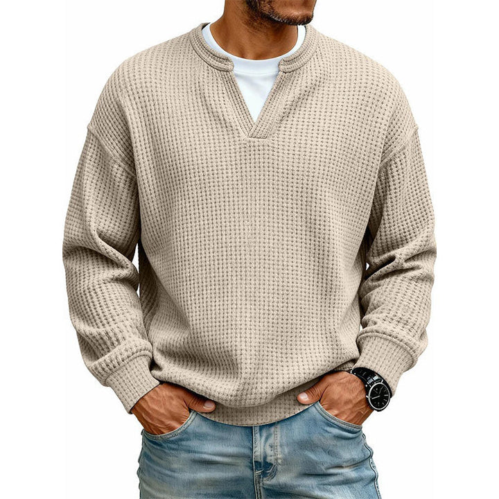 Owen Layered Waffle Knit Long Sleeve Tee in Apricot