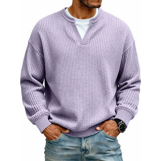 Owen Layered Waffle Knit Long Sleeve Tee in Lavender