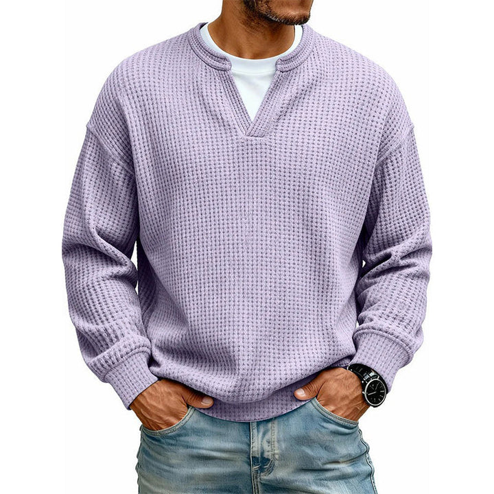 Owen Layered Waffle Knit Long Sleeve Tee in Lavender