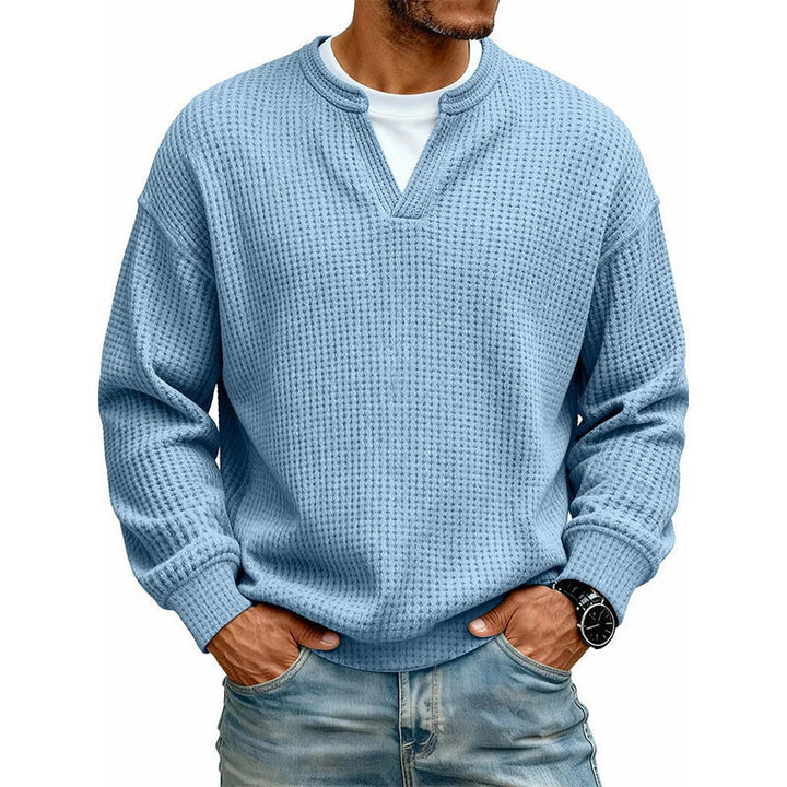 Owen Layered Waffle Knit Long Sleeve Tee in Sky Blue