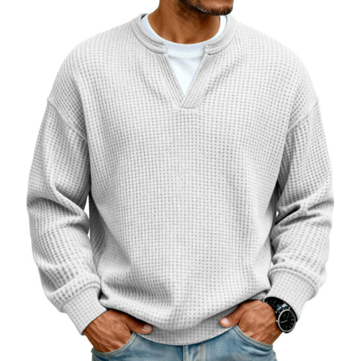 Owen Layered Waffle Knit Long Sleeve Tee in White