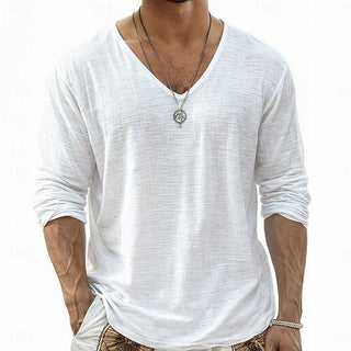 Lars | Linen V-Neck Long Sleeve Shirt