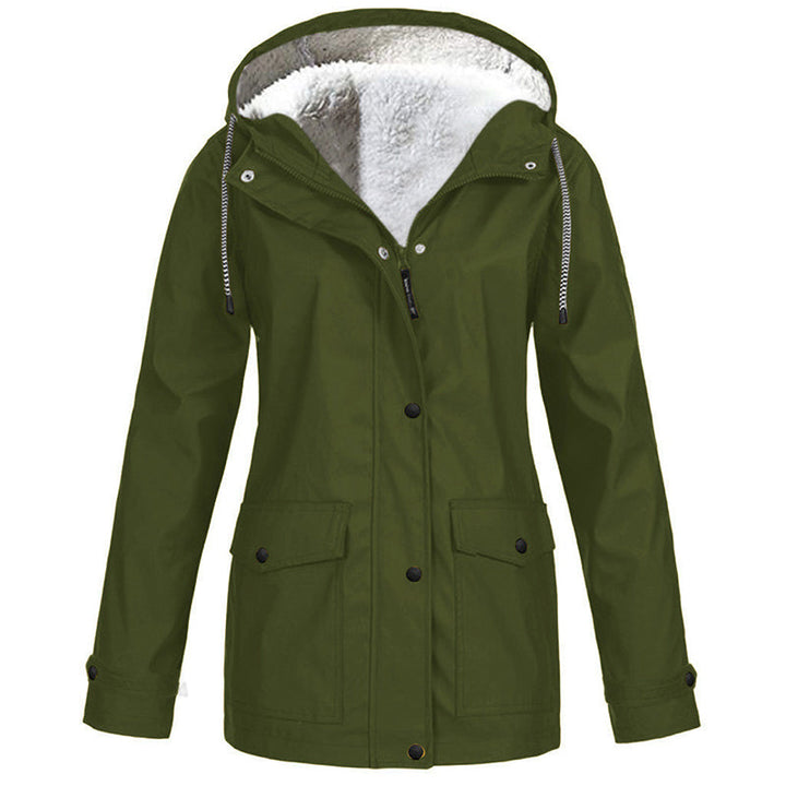 Sienna Hooded Fleece-Lined Windproof Jacket in Army Green