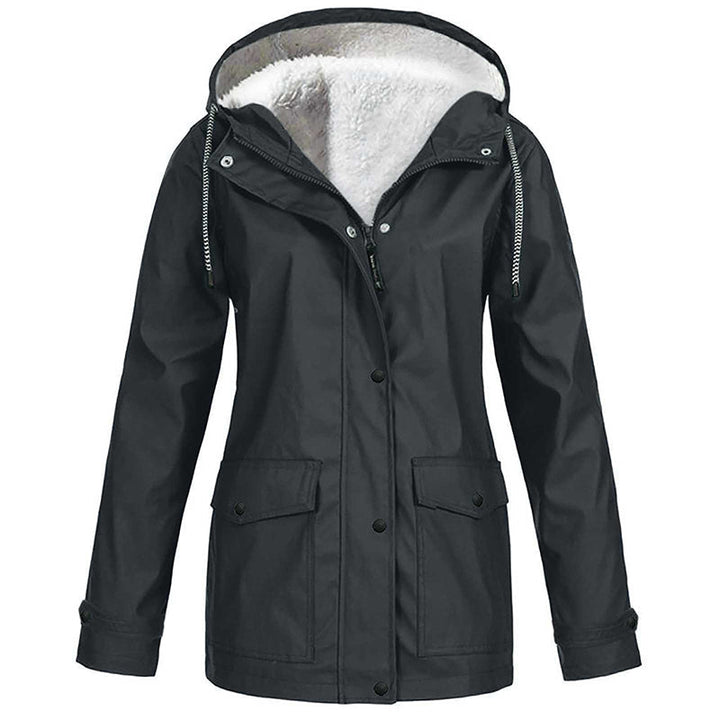 Sienna Hooded Fleece-Lined Windproof Jacket in Dark Grey