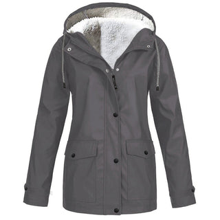 Sienna Hooded Fleece-Lined Windproof Jacket in Grey