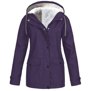 Sienna Hooded Fleece-Lined Windproof Jacket in Purple