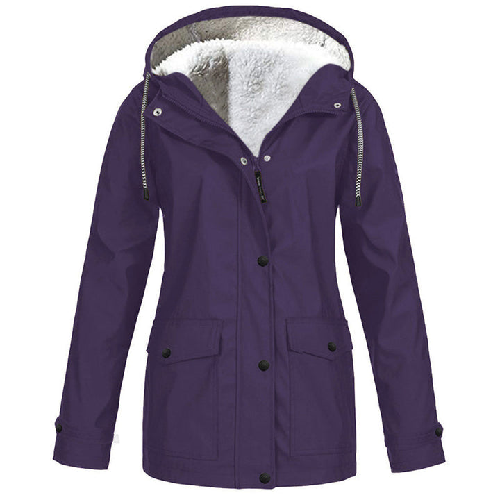 Sienna Hooded Fleece-Lined Windproof Jacket in Purple