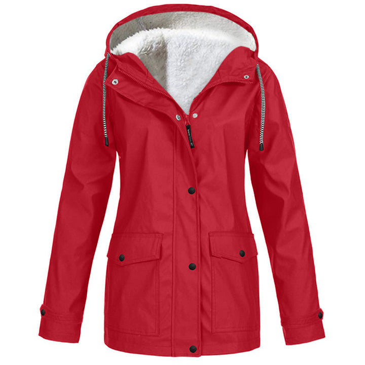 Sienna Hooded Fleece-Lined Windproof Jacket in Red