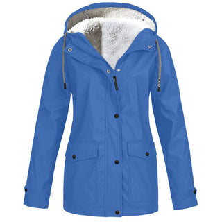 Sienna Hooded Fleece-Lined Windproof Jacket in Sky Blue