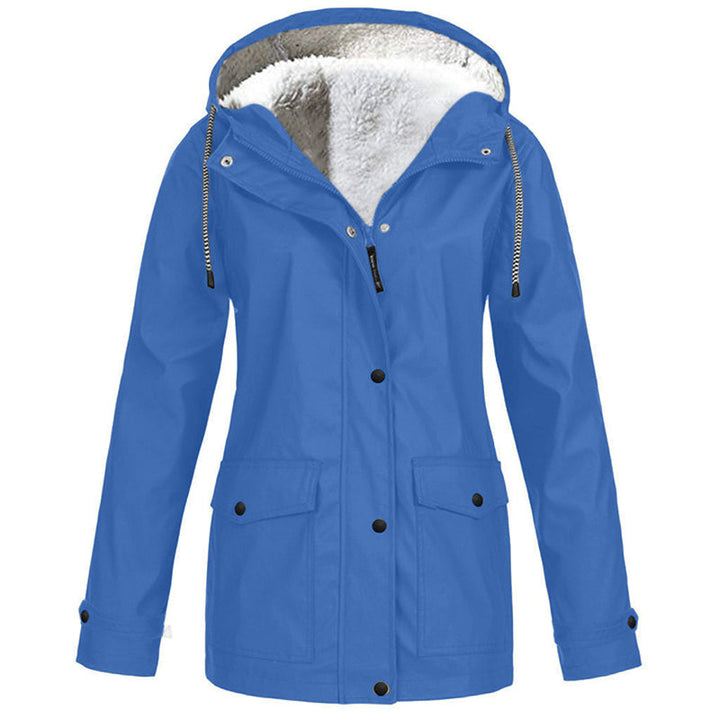 Sienna Hooded Fleece-Lined Windproof Jacket in Sky Blue