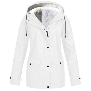 Sienna Hooded Fleece-Lined Windproof Jacket in White