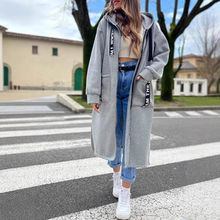 Nora Oversized Hooded Sweatshirt Coat in Grey