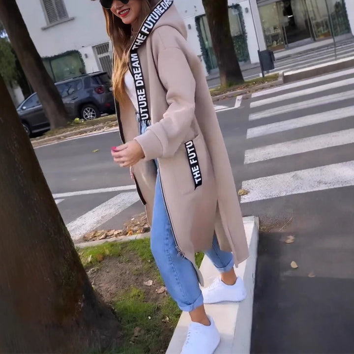 Nora Oversized Hooded Sweatshirt Coat in Apricot