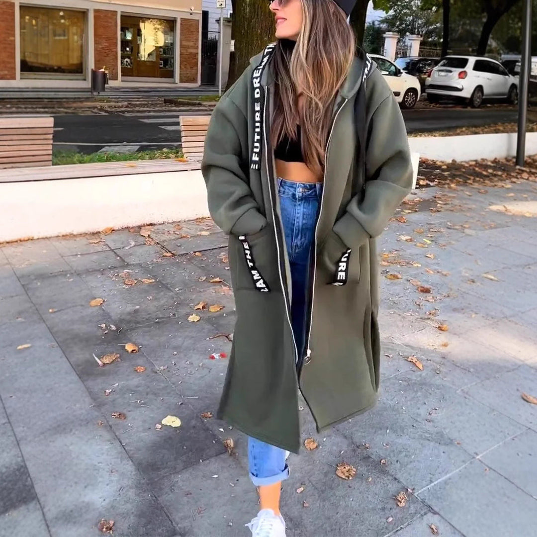 Nora Oversized Hooded Sweatshirt Coat in Green