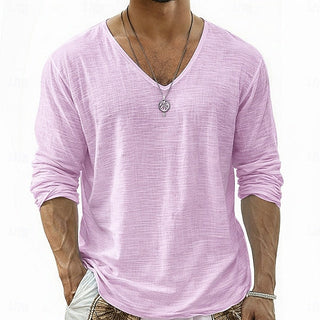 Lars | Linen V-Neck Long Sleeve Shirt