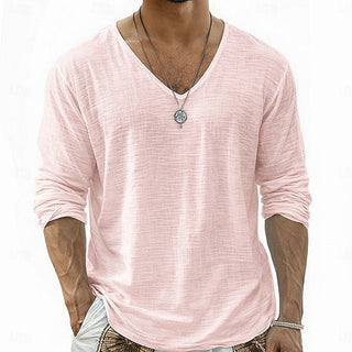 Lars | Linen V-Neck Long Sleeve Shirt